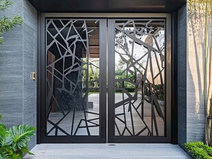 现代艺术风金属双开门