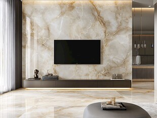 现代客厅大理石电视背景墙