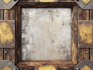 复古木质金属边框背景