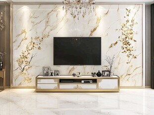 奢华大理石电视背景墙设计