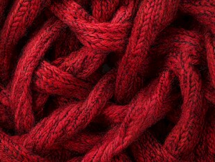 红色粗毛线紧密编织纹理