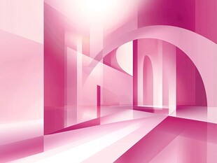 梦幻粉色几何空间场景