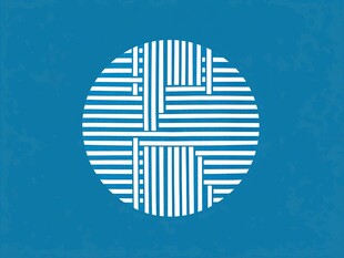 蓝底白色几何圆形图案