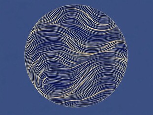 蓝色圆形线条艺术图案