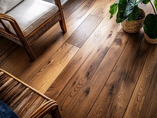 木质地板搭配藤椅绿植