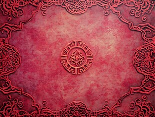 红色雕花复古风背景图