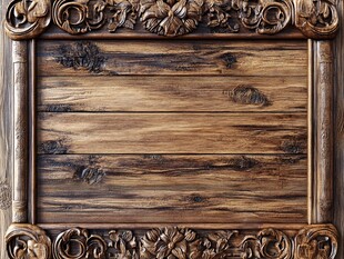 雕花实木框的古朴木板