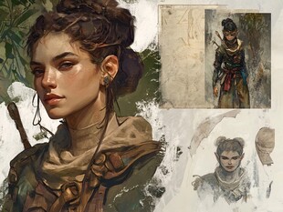 奇幻女冒险家角色设定图