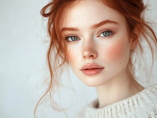 红发雀斑美女特写