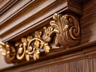 木质家具上的精美金饰雕花