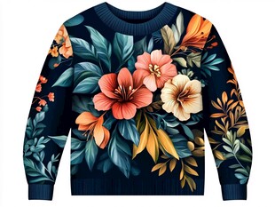 花卉图案时尚针织毛衣