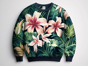 花卉绿植图案时尚卫衣