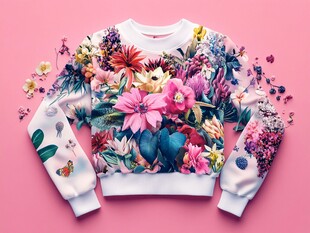 花卉印花卫衣 清新时尚风