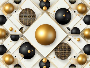 黑金几何球体抽象图案