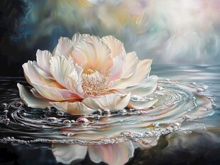 水中绽放的梦幻粉色花朵