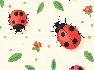 瓢虫花卉图案背景图