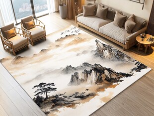 中式山水风客厅地毯展示