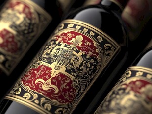 奢华红酒瓶身精美标签