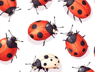 多彩瓢虫无缝图案背景