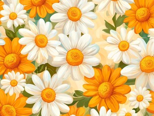 雏菊花卉绚丽图案背景