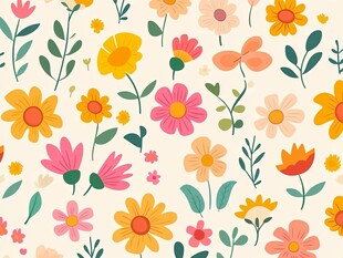 缤纷花卉无缝图案设计