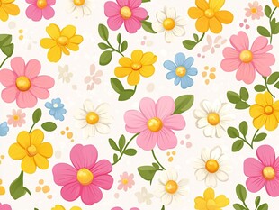 缤纷花卉图案 清新可爱风
