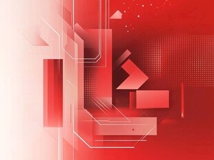 红色科技风几何抽象背景图