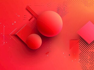 红色几何立体抽象背景图