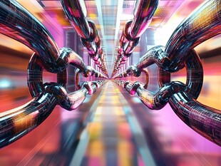 科幻金属链条未来通道景象