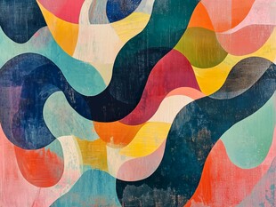 多彩波浪抽象艺术图案