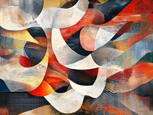 抽象艺术彩色曲线画作