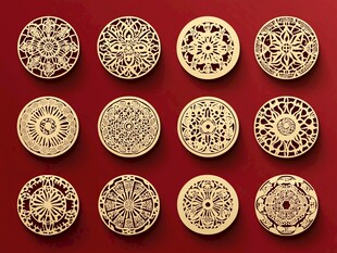 精美木质雕花圆饰展示