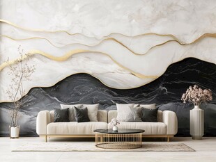 现代轻奢风客厅大理石背景墙