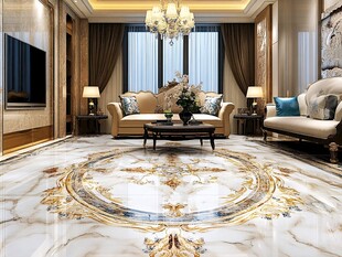 豪华欧式客厅大理石地面