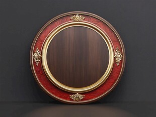 复古圆形雕花木质相框