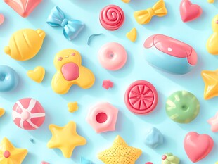 多彩可爱糖果风3D小物件