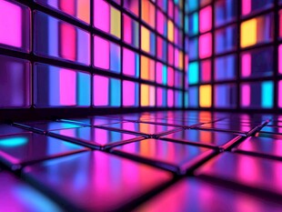 炫彩方块构成的科技空间