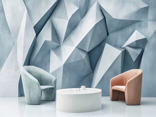 几何墙面搭配时尚座椅