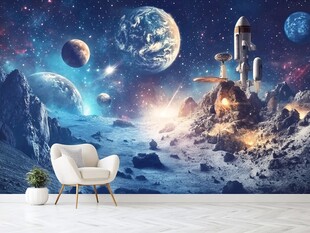 梦幻太空主题室内背景墙