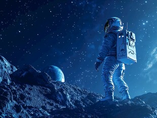 宇航员漫步于浩瀚星空