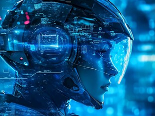 未来智能女战士头部特写