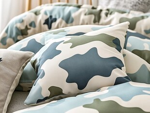 迷彩风床上用品清新展示