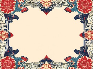 中式花卉边框传统图案