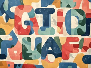 多彩抽象字母艺术图案