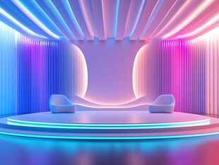 梦幻炫彩的舞台空间场景