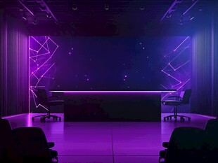 紫色科技风演播室场景