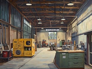 工业车间内的机械设备