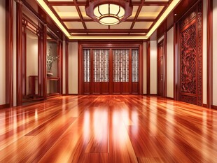 中式典雅豪华室内走廊空间