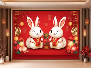 双兔贺岁图