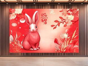 兔年喜庆墙饰图